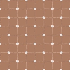 SMALL MCM Dot Dash Grid - Caramel Brown