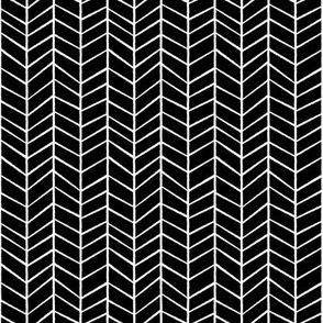Herringbone geometric Black and White High Contrast print on black