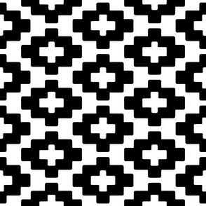 Moroccan rhombus geometric Black and White High Contrast print dense on white M