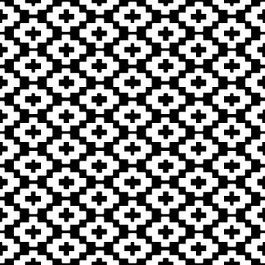 Moroccan rhombus geometric Black and White High Contrast print dense on black