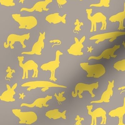 Animals Around the World in Grey and Yellow