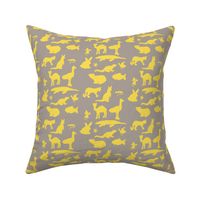 Animals Around the World in Grey and Yellow