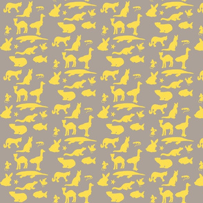 Animals Around the World in Grey and Yellow