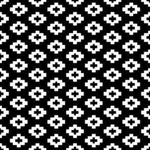 Moroccan rhombus geometric Black and White High Contrast print on black