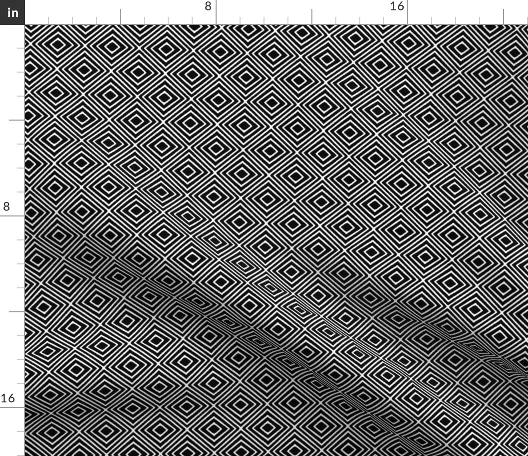 Rhombus layers Black and White High Contrast print on black small