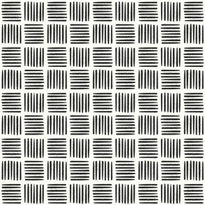 Basket weave Stripes Check Black and White High Contrast print on white small