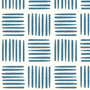 Basket Weave Stripes Check Geometric-classic blue 