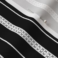 Classic Stripes with crosses Black and White High Contrast print on black small