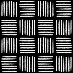 Basket weave Stripes Check Black and White High Contrast print small
