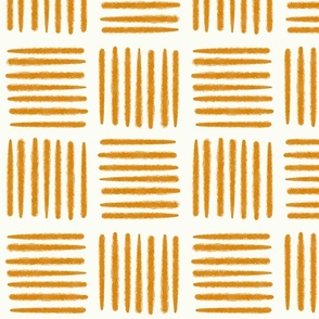 Basket Weave Stripes Check Geometric-golden orange