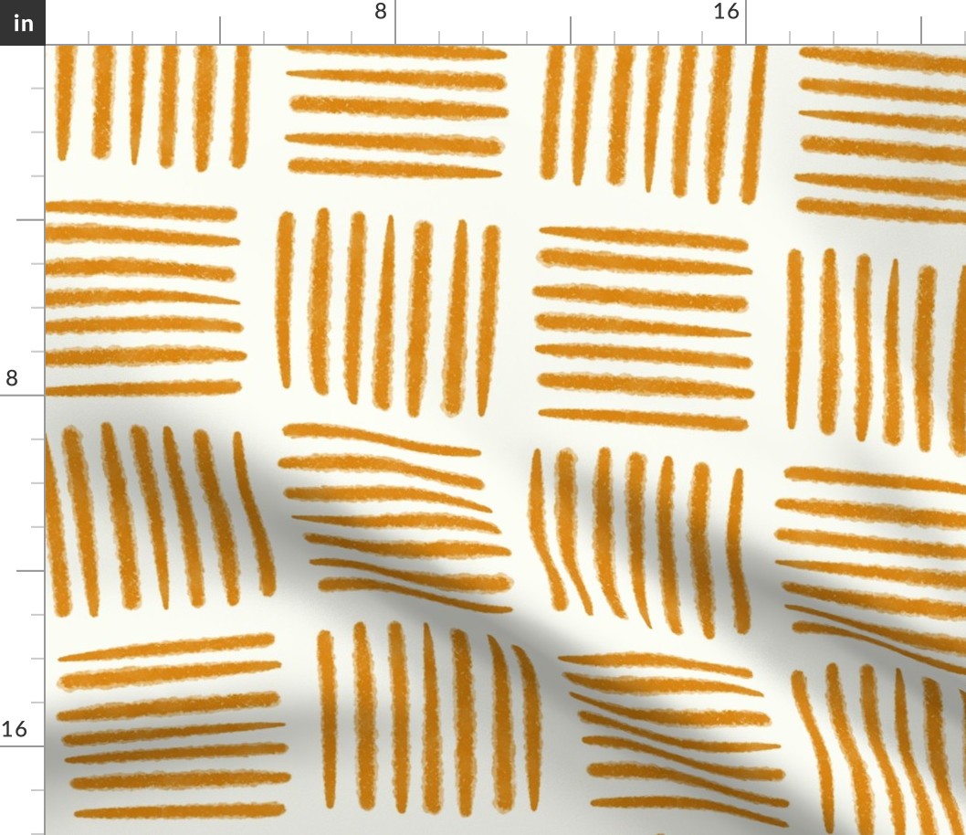 Basket Weave Stripes Check Geometric-golden orange