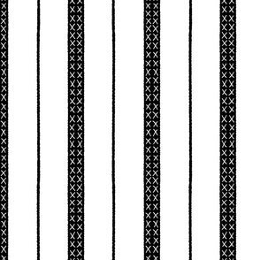 Classic Stripes with crosses Black and White High Contrast print Large