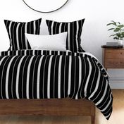 Classic Stripes with crosses Black and White High Contrast print on black Large