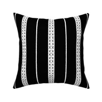 Classic Stripes with crosses Black and White High Contrast print on black Large