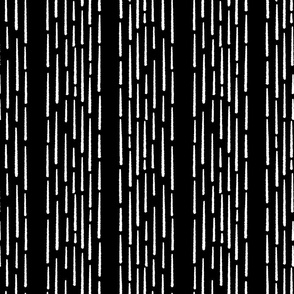 Dashed Stripes Black and White High Contrast print on black medium