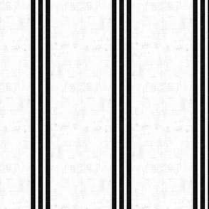 Classic Linen Triple Stripe Textured Black and White large