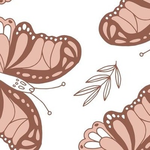 The Boho Butterfly - Summer garden vintage seventies palette blush brown on white