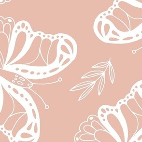 The Boho Butterfly - Summer garden vintage seventies palette white on blush pink