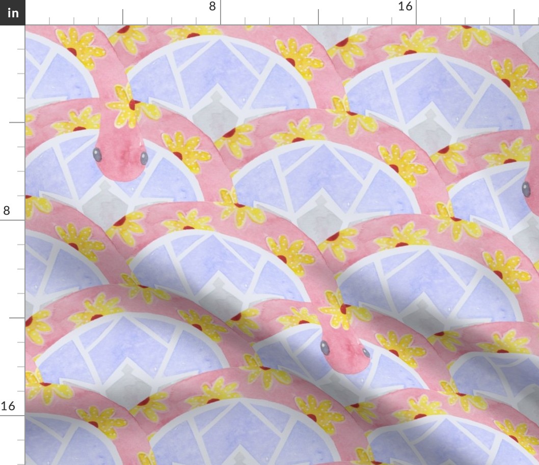 Watercolour snake scallop pattern - large