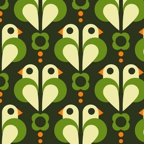 0993 - green retro birds