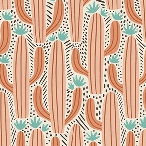 Cactus Country | Large Scale | Terracotta Peach & Light Blue