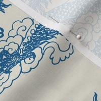 Dragons - Large - Dark Blue Cream White 2