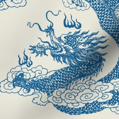 Dragons - Large - Dark Blue Cream White 2