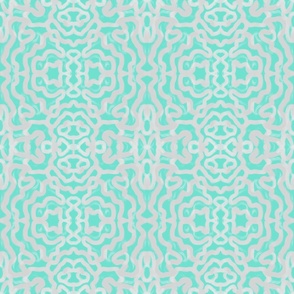 Abstract Brain Coral Pattern Gray on Aqua Turquoise