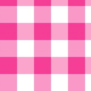 Gingham Check (1.5" squares) - Rose Pink and White 