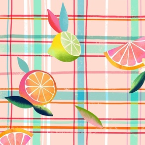 summer citrus picnic plaid // large scale