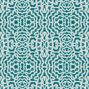 Abstract Brain Coral Pattern Gray on Teal 