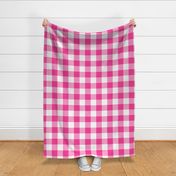 Gingham Check (3" squares) - Rose Pink and White