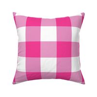 Gingham Check (3" squares) - Rose Pink and White