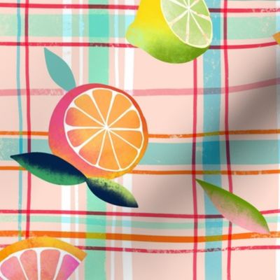 summer citrus picnic plaid // medium scale