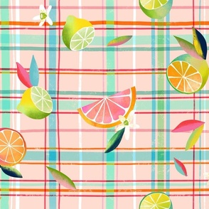 summer citrus picnic plaid // medium scale