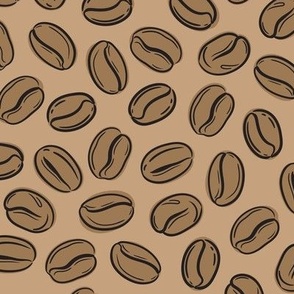 Coffee Beans on Tan - Cafe Chic
