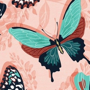 Mariposa - Butterflies Pink Tropics Large Scale