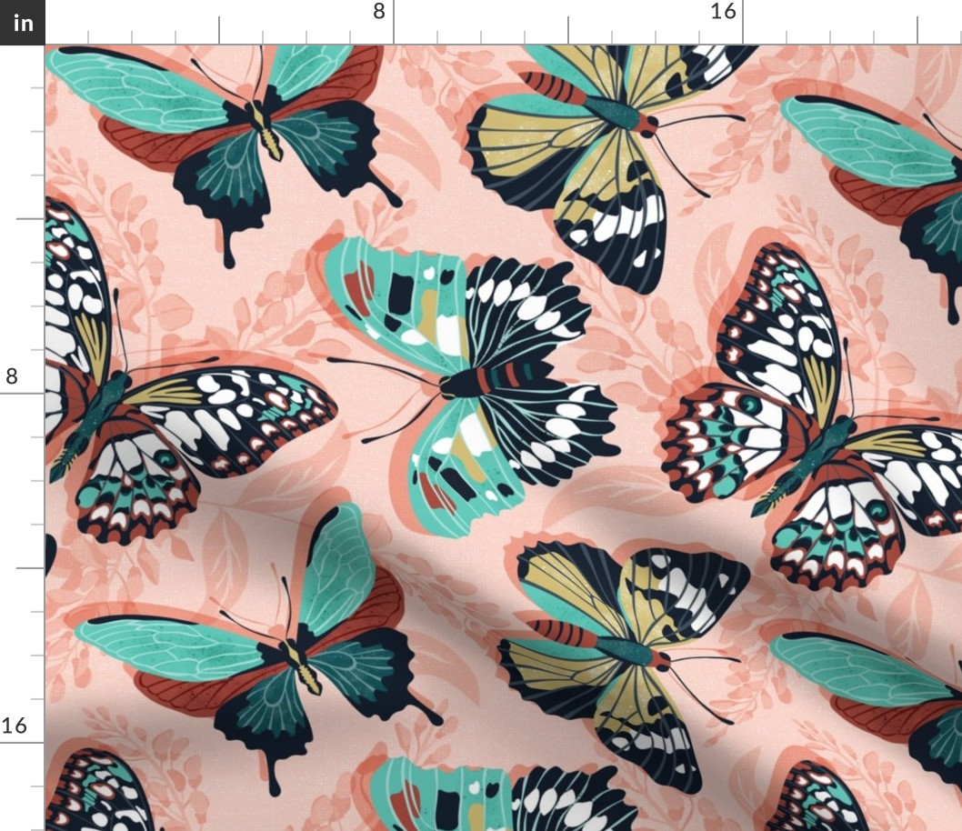 Mariposa - Butterflies Pink Tropics Large Scale