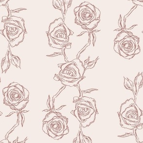 Hand-drawn Roses for Wallpaper & Fabric in Pink & Maroon