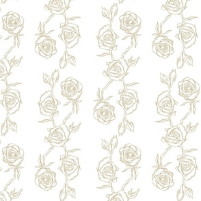 Hand-drawn Roses for Wallpaper & Fabric in Gold & White