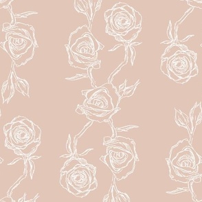 Hand-drawn Roses for Wallpaper & Fabric in Pink & White