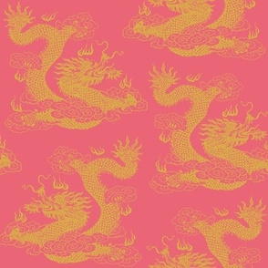 Dragons - Pink & Mustard Yellow