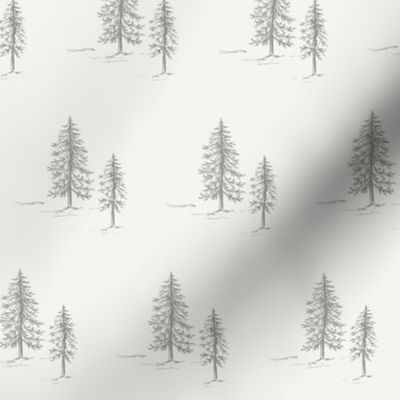 Through the Trees in Cream & Sage for Forest Themed Home Decor & Wallpaper