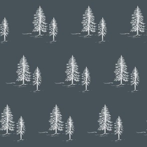 Through the Trees in Navy Blue & White for Forest Themed Home Decor & Wallpaper