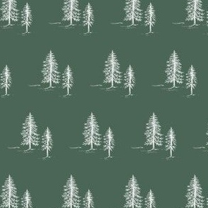 Through the Trees in Green & White for Forest Themed Home Decor & Wallpaper