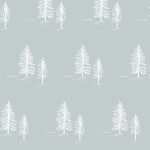 Through the Trees in Light Blue & White for Forest Themed Home Decor & Wallpaper