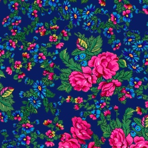 Russian Floral Royal Blue