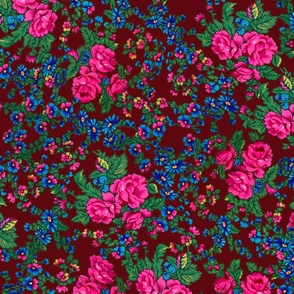 Russian Floral Burgundy
