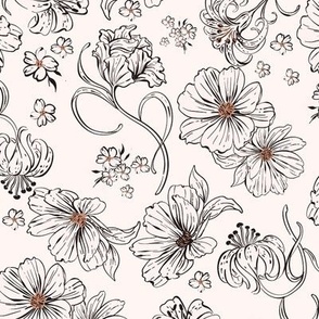 Cosmos and Lily flowers _Neutrals