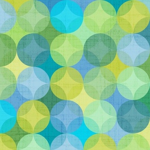 Retro Geometric Green Blue Large Scale